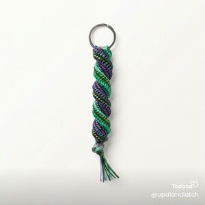 Purple and Green Braided Keychain
